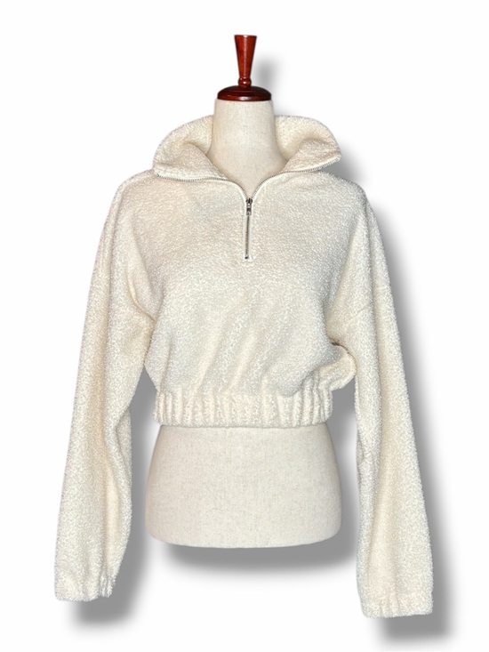 Zaful Sweaters - Zaful Cream Faux Sherpa Shearling Cropped 1/4 Zip Pullover Top Size Medium